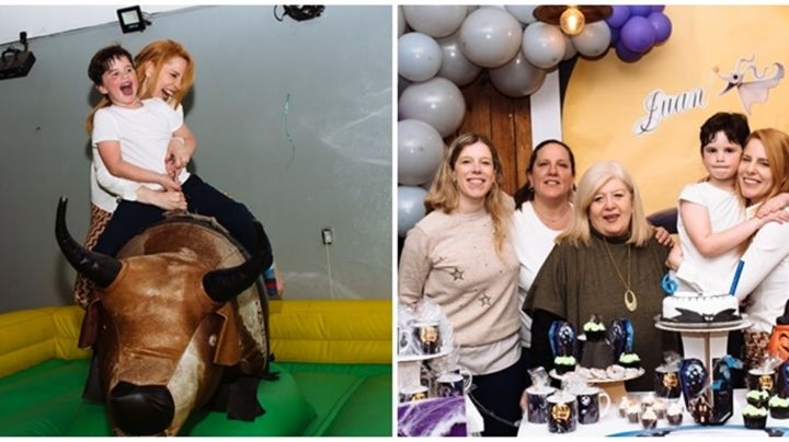 Agustina Kämpfer celebró los 6 años de su hijo arriba de un toro mecánico y se pegó un golpazo: ¡las fotos!